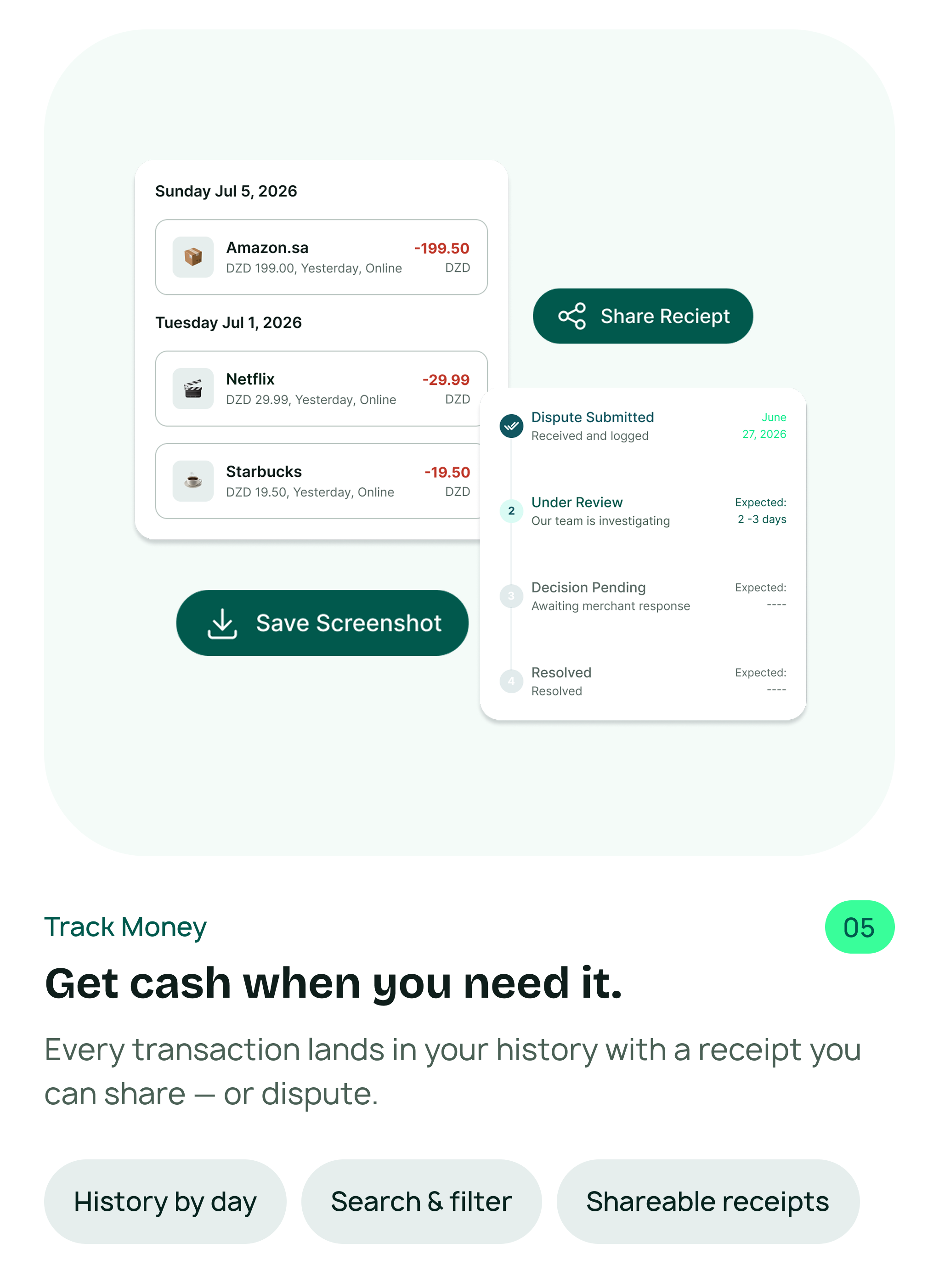 Track Money — Keep track of every dinar